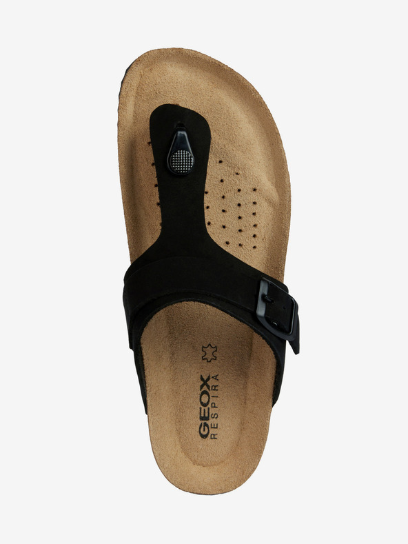 Geox Čierne dámske kožené žabky Geox