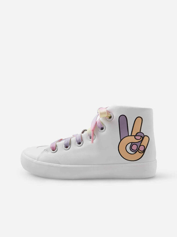 Reima Biele dievčenské členkové slip on tenisky Reima Peace High Top