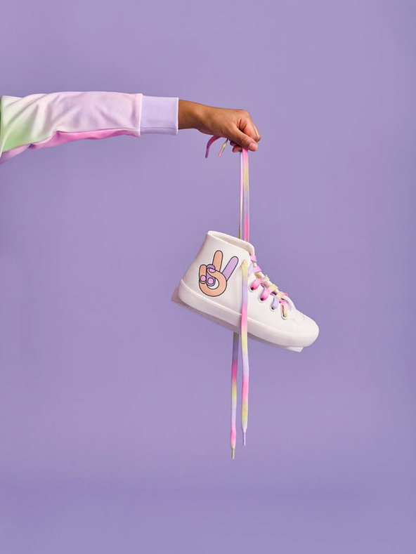 Reima Biele dievčenské členkové slip on tenisky Reima Peace High Top