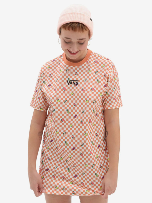Vans Bielo-oranžové dámske kockované šaty VANS