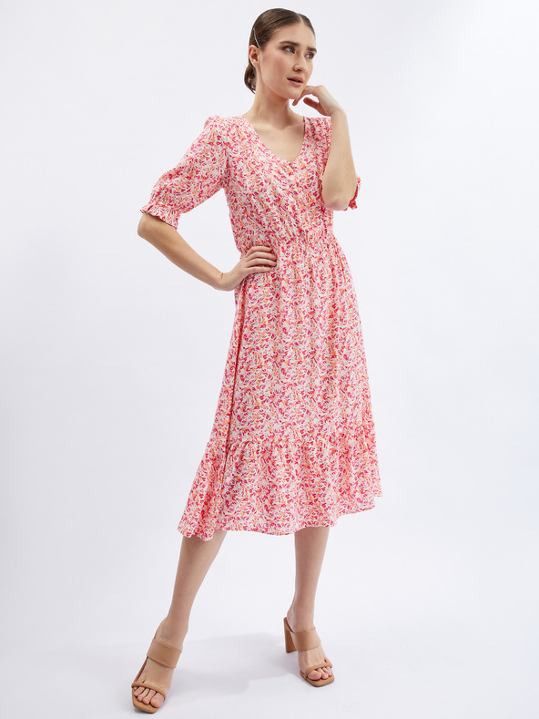 Orsay Oranžovo-ružové dámske kvetinové šaty ORSAY