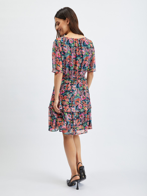 Orsay Červeno-čierne dámske kvetované šaty ORSAY