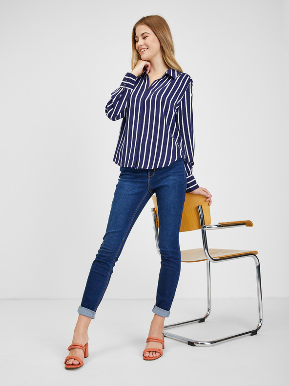 Orsay Bielo-modrá dámska pruhovaná blúzka ORSAY