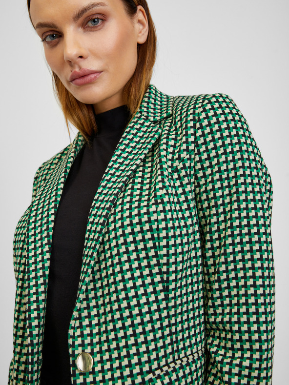 Orsay Bielo-zelené dámske kockované sako ORSAY