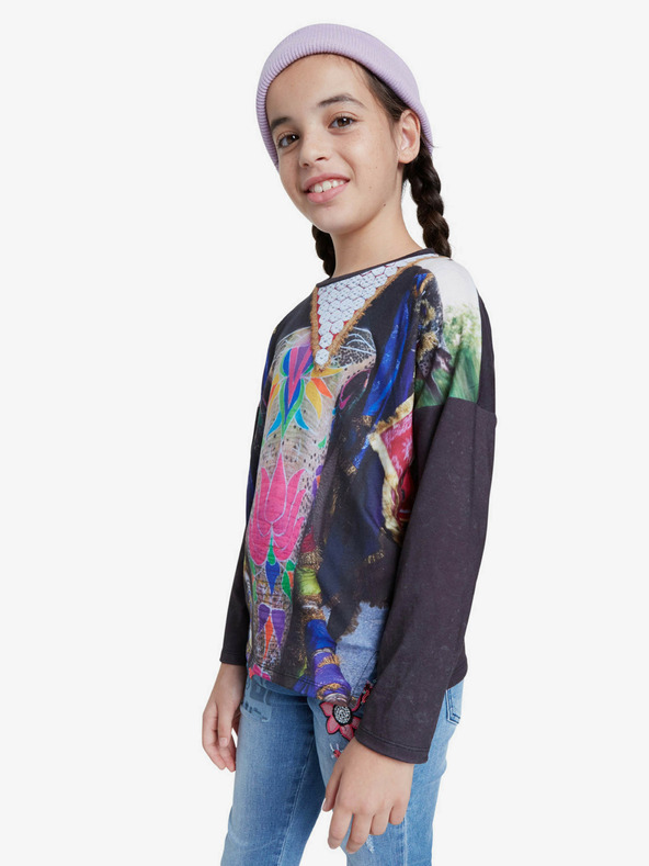 Desigual Desigual Tulancingo čierne dievčenské vzorované tričko
