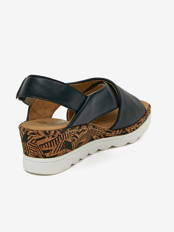 Rieker Tmavomodré dámske sandále na klinoch Rieker