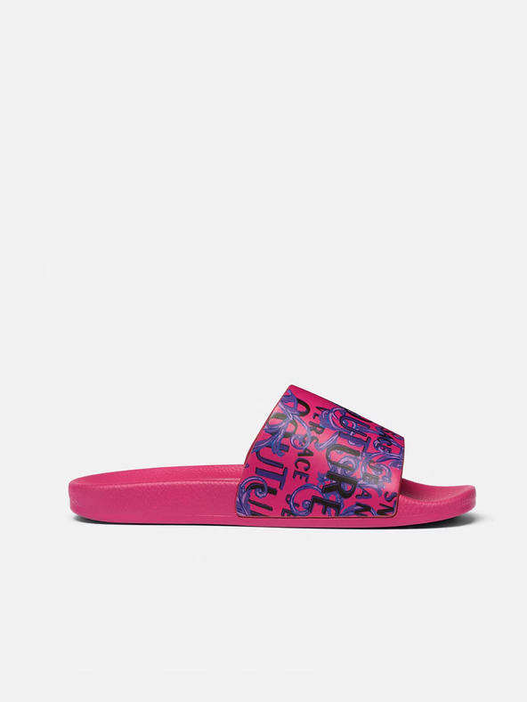 Versace Jeans Couture Tmavoružové dámske vzorované papuče Versace Jeans Couture Fondo Shelly