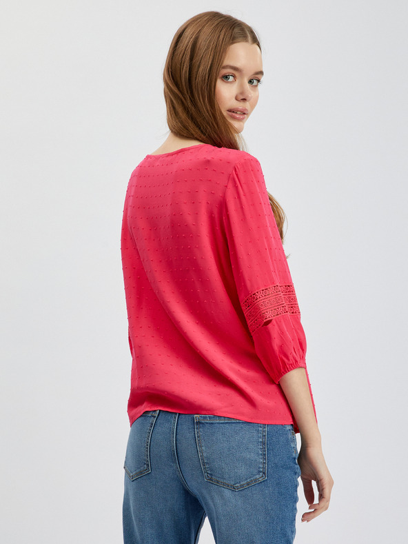 Orsay Tmavoružová dámska blúzka s čipkou ORSAY