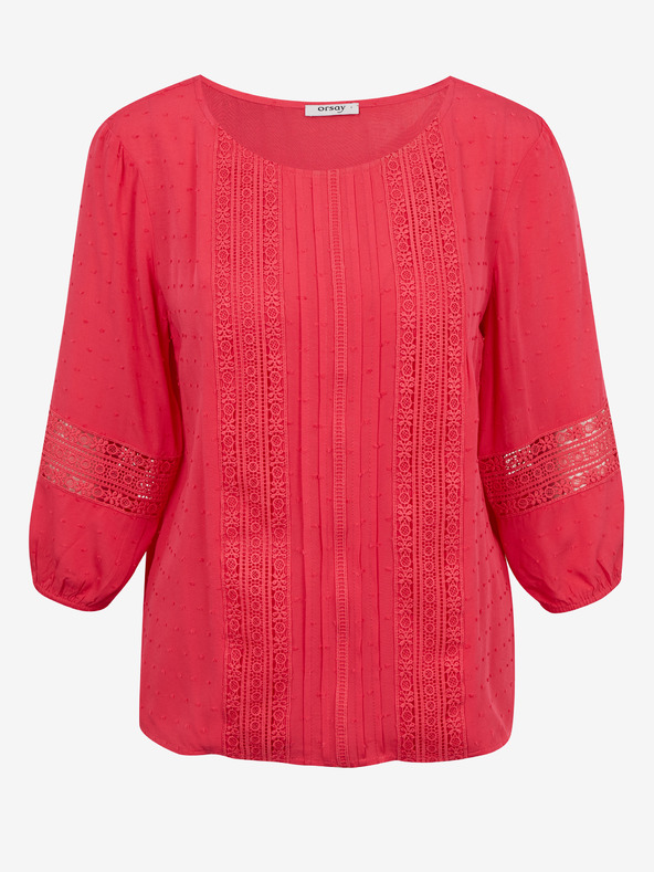 Orsay Tmavoružová dámska blúzka s čipkou ORSAY