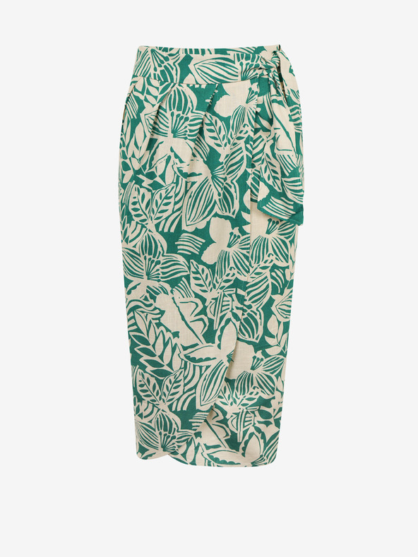 Orsay Krémová a zelená dámska vzorovaná zavinovacia midi sukňa s plátn