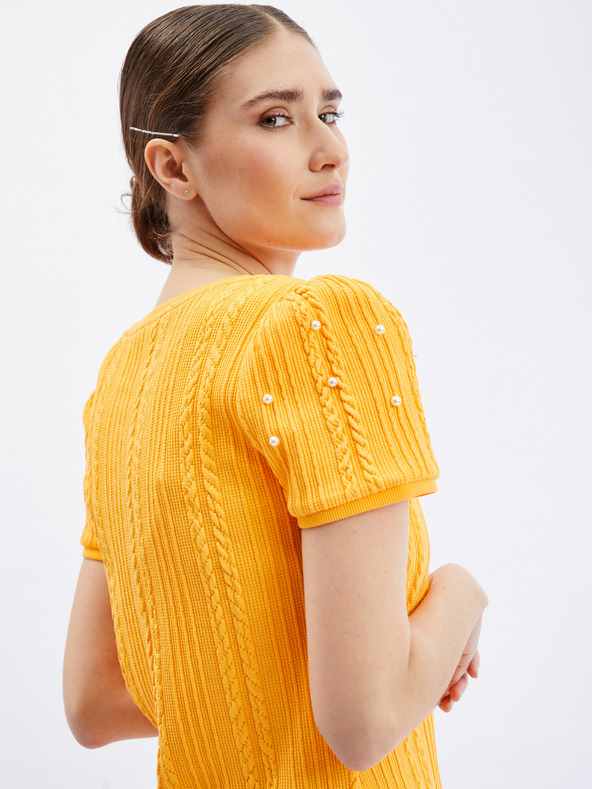 Orsay Žlté dámske tričko s ozdobnými detailmi ORSAY