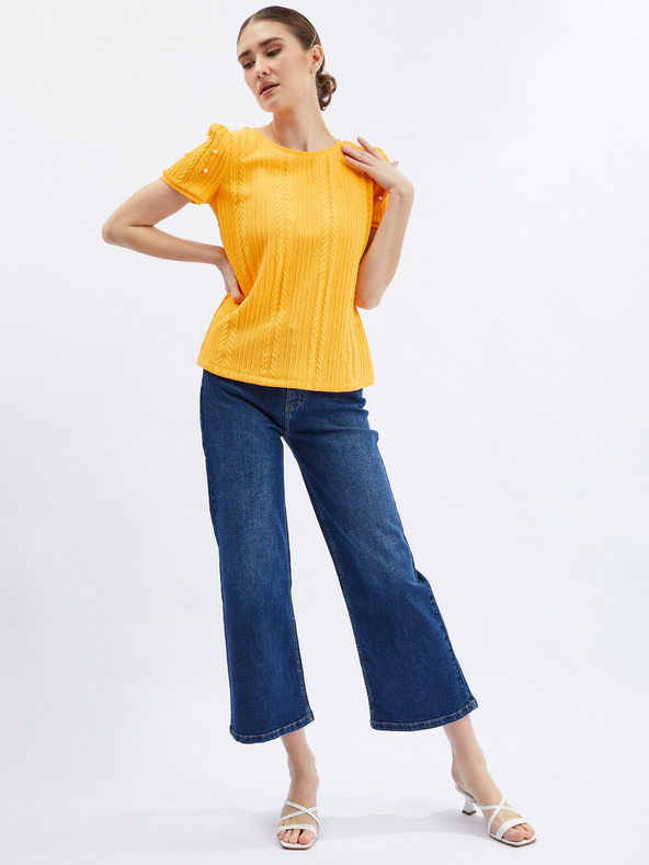 Orsay Žlté dámske tričko s ozdobnými detailmi ORSAY