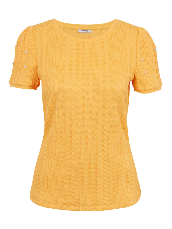 Orsay Žlté dámske tričko s ozdobnými detailmi ORSAY