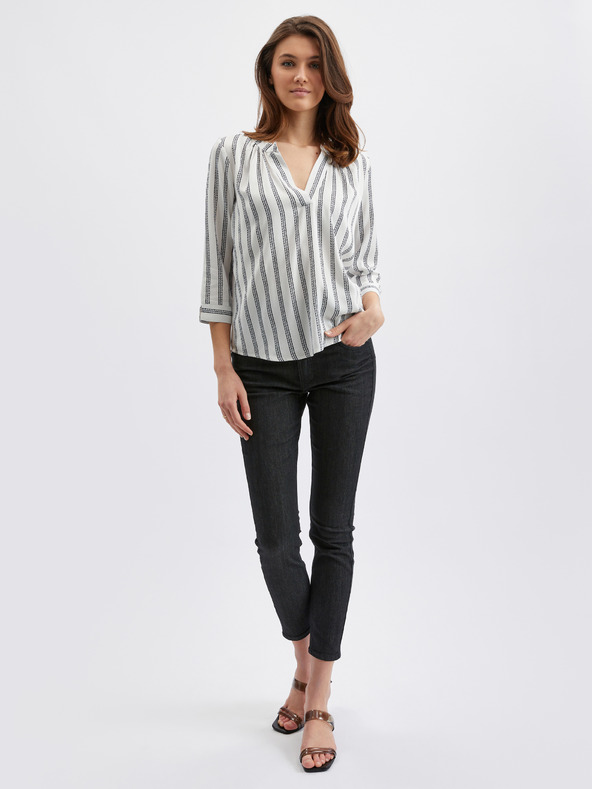 Orsay Šedo-biela dámska pruhovaná blúzka ORSAY