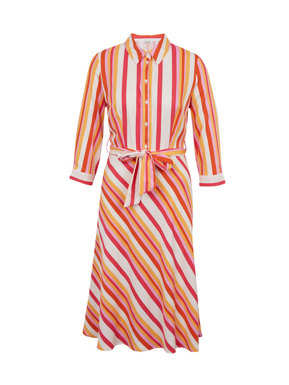 Orsay Červeno-oranžové dámske pásikavé košeľové šaty ORSAY