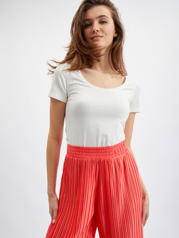 Orsay Červené dámske nohavice so širokými nohavicami ORSAY