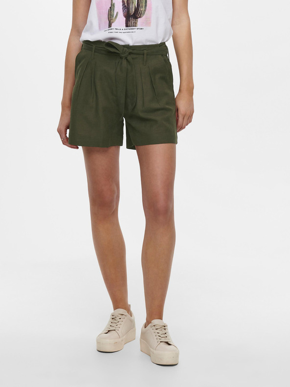 ONLY Khaki šortky so zaväzovaním ONLY Viva