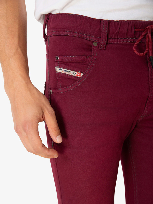 Diesel Vínové pánske džínsy úzkeho strihu Diesel Krooley