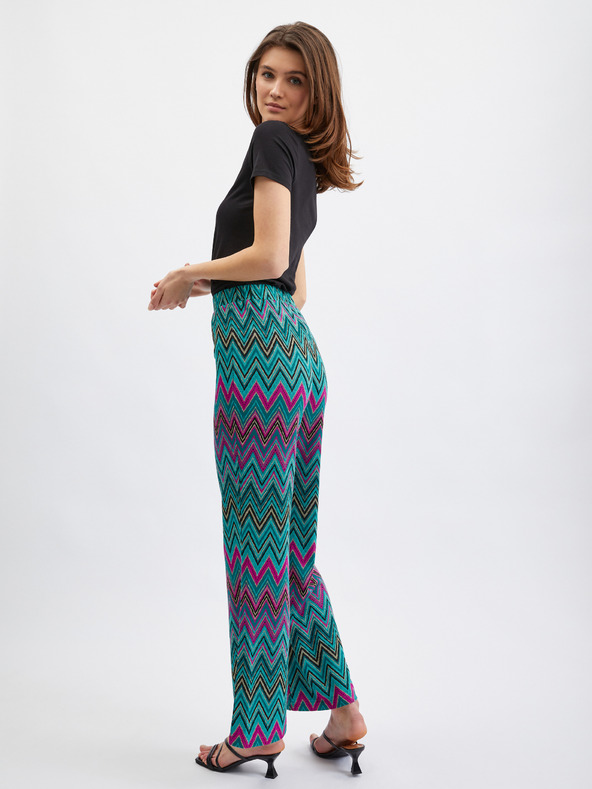 Orsay Ružovo-zelené dámske vzorované nohavice ORSAY