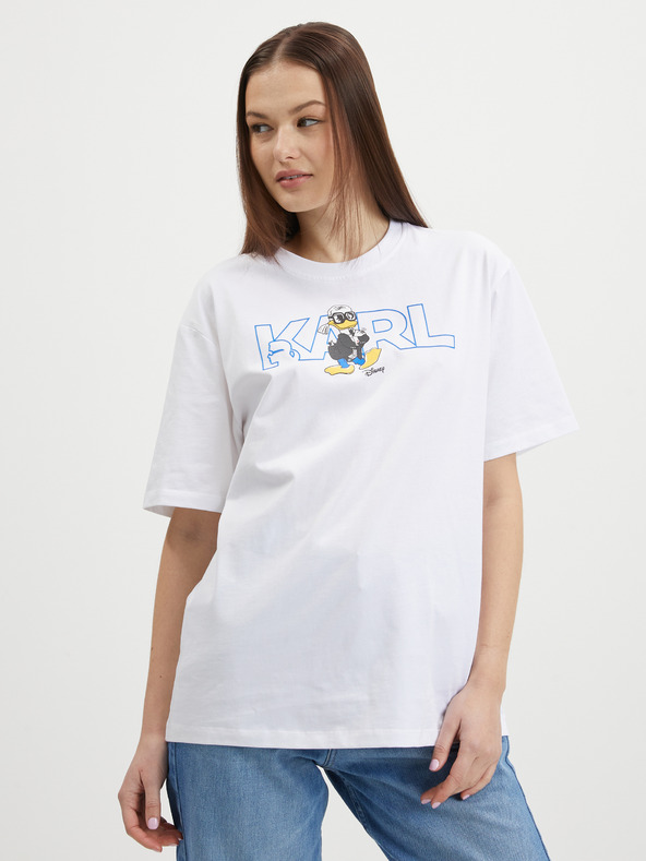 Karl Lagerfeld Biele dámske tričko nadrozmernej veľkosti KARL LAGERFELD x Disney