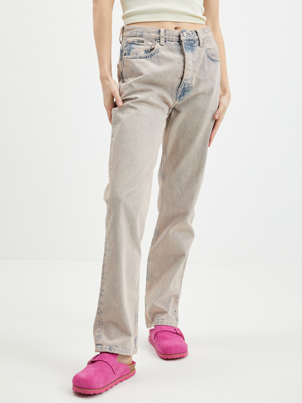 Pepe Jeans Modré a béžové dámske džínsy rovného strihu Pepe Jeans Celyn Rose
