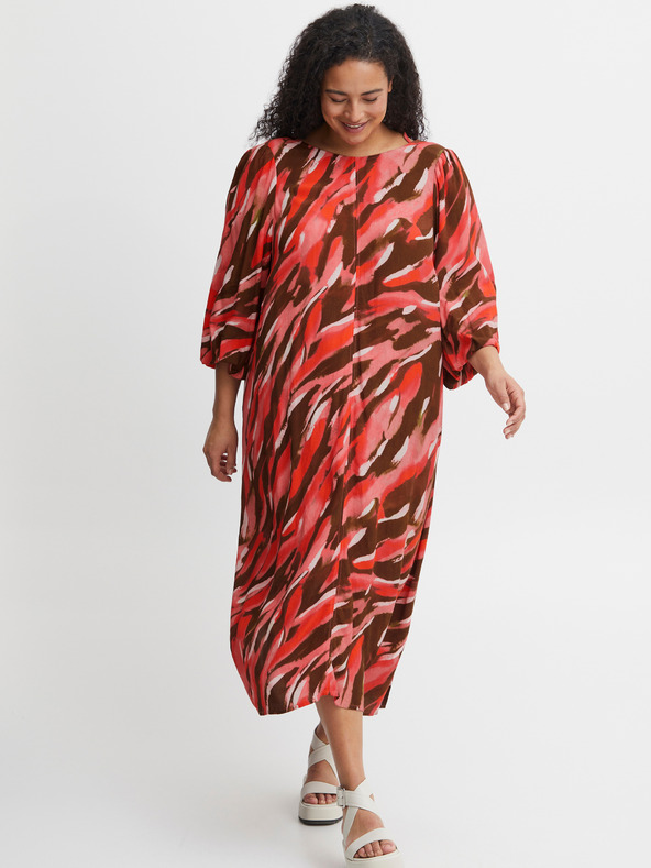 Fransa Hnedočervené dámske vzorované maxi šaty Fransa