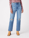 Wrangler Modré dámske džínsy rovného strihu s roztrhaným efektom Wrangler
