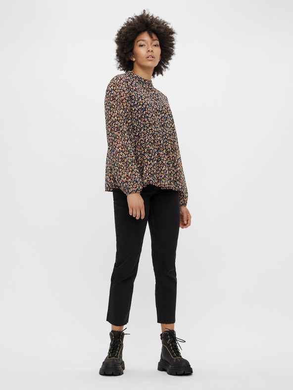 Pieces Čierne skrátené džínsy rovného strihu Pieces Luna