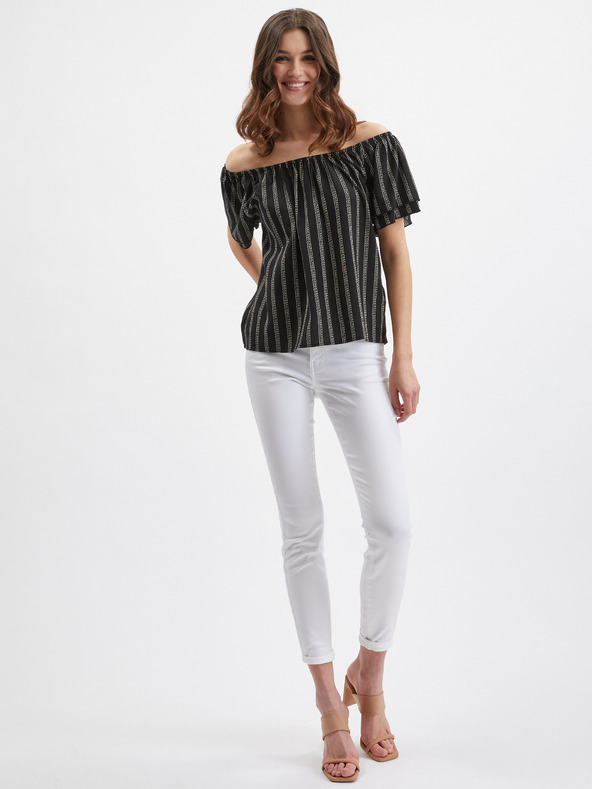 Orsay Čierna dámska pruhovaná blúzka ORSAY