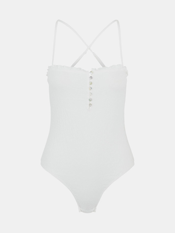 Pieces Biele dámske body Pieces Leaf