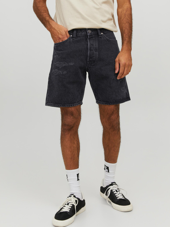 Jack & Jones Čierne pánske džínsové šortky Jack & Jones Chris