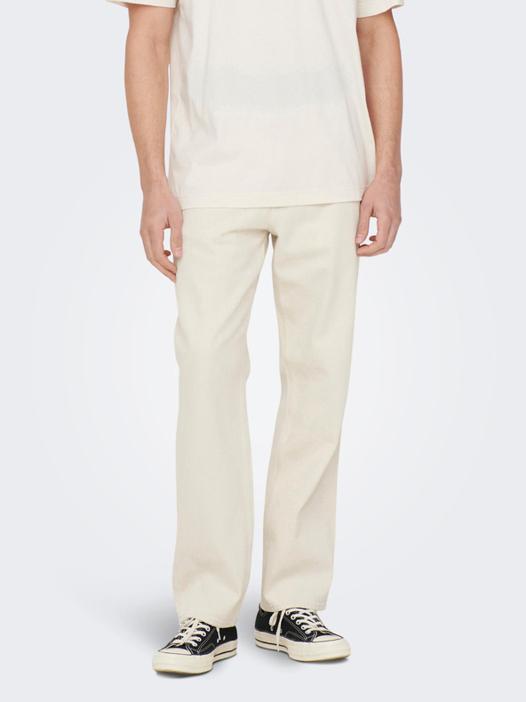 ONLY & SONS Krémové pánske džínsy rovného strihu ONLY & SONS Edge