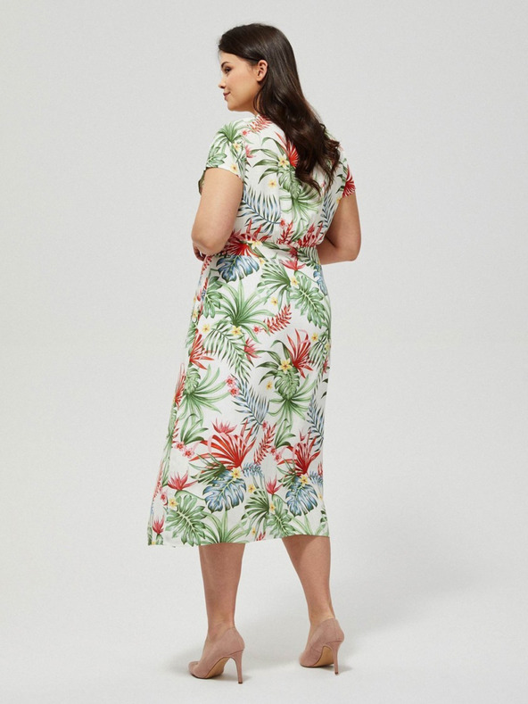 Moodo Biele letné šaty s tropickým vzorom Moodo