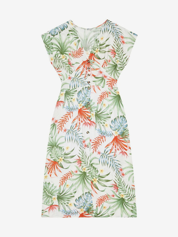 Moodo Biele letné šaty s tropickým vzorom Moodo