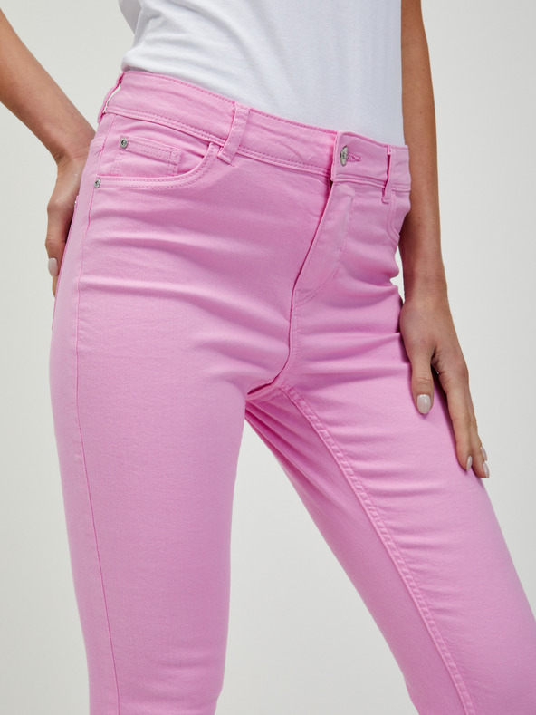 Orsay Ružové skrátené slim fit džínsy ORSAY
