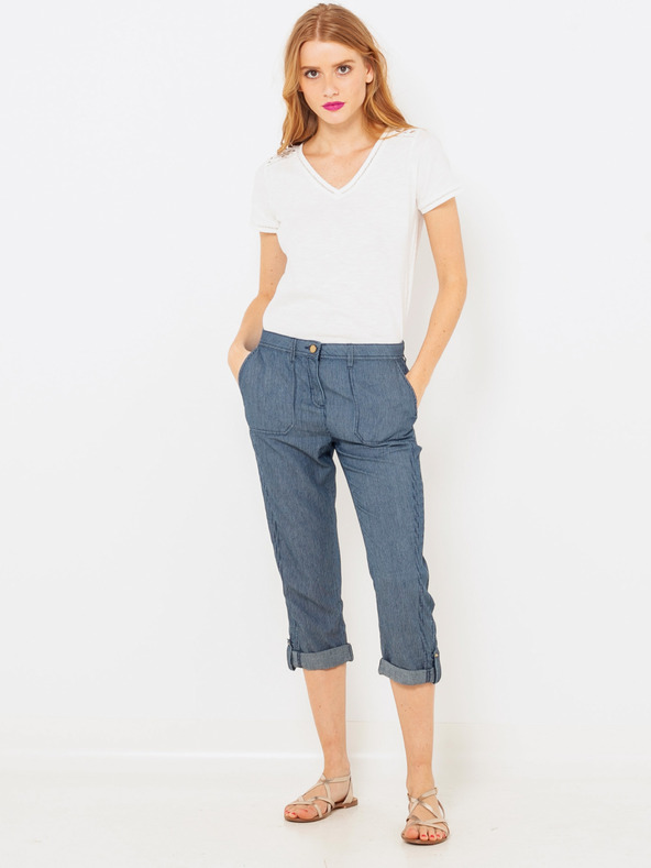 CAMAIEU Modré 3/4 slim fit džínsy CAMAIEU