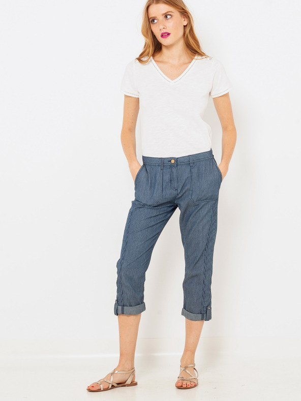 CAMAIEU Modré 3/4 slim fit džínsy CAMAIEU