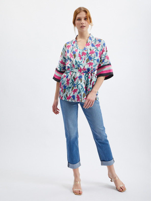 Orsay Svetlomodré dámske kvetinové kimono ORSAY