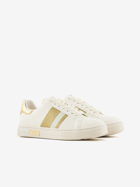 Armani Exchange Zlaté a krémové dámske tenisky Armani Exchange