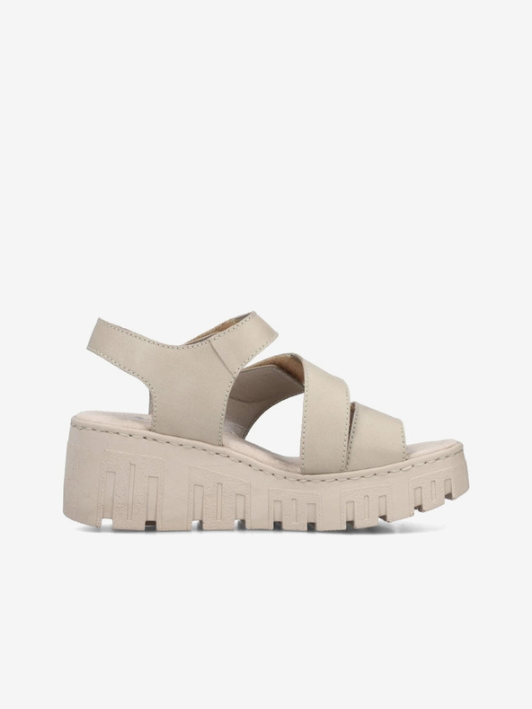 Rieker Béžové dámske sandále na podpätku Rieker