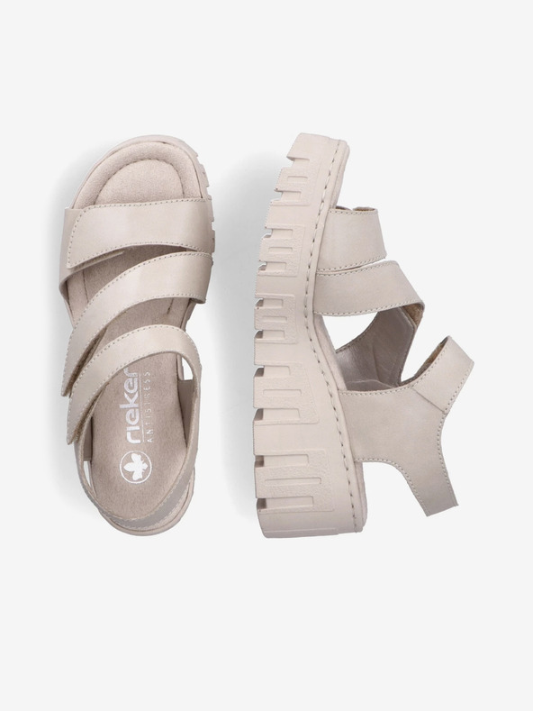 Rieker Béžové dámske sandále na podpätku Rieker