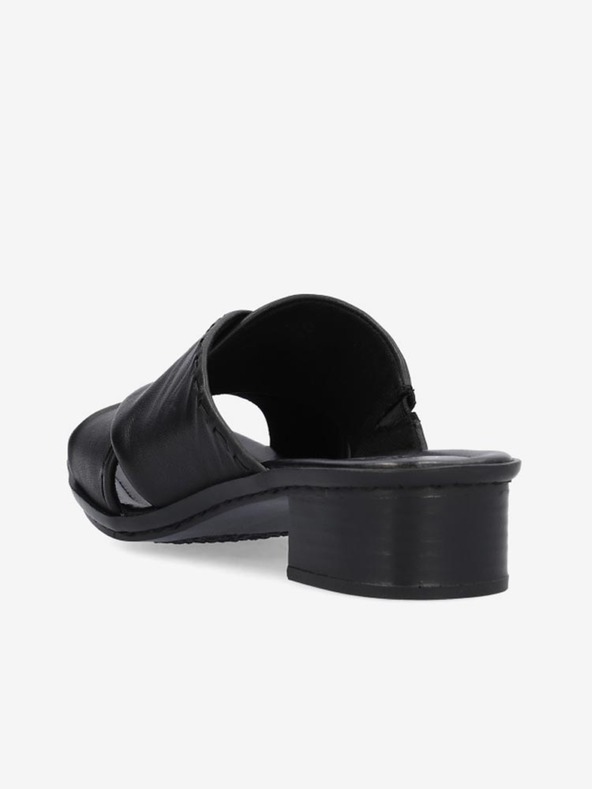 Rieker Čierne dámske kožené papuče Rieker