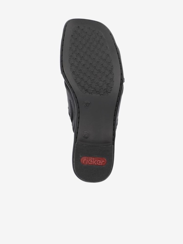 Rieker Čierne dámske kožené papuče Rieker