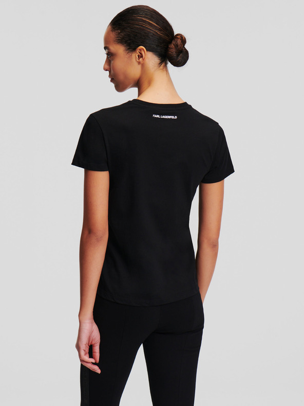 Karl Lagerfeld Čierne dámske tričko KARL LAGERFELD Rhinestone Logo