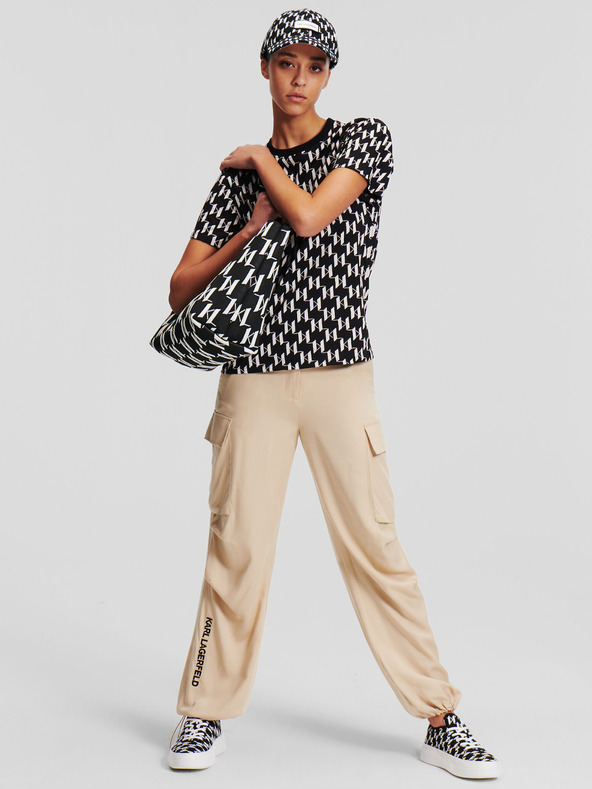 Karl Lagerfeld KARL LAGERFELD Dámske bielo-čierne tričko s monogramom