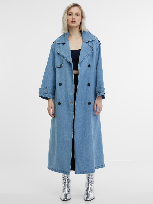 Orsay Modrý dámsky džínsový trenčkot ORSAY