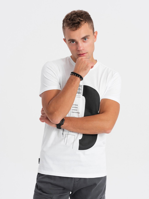 Ombre Clothing Biele pánske tričko Ombre Oblečenie