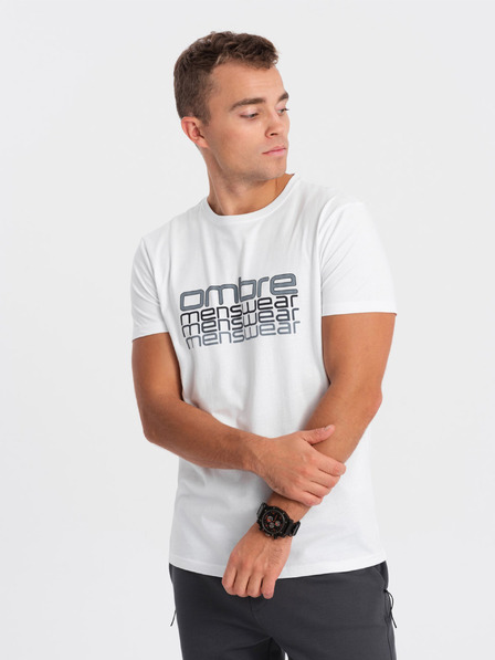 Ombre Clothing Biele pánske tričko Ombre Oblečenie