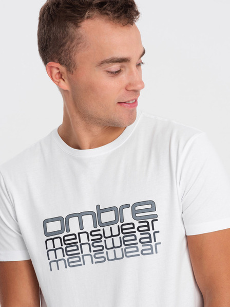 Ombre Clothing Biele pánske tričko Ombre Oblečenie