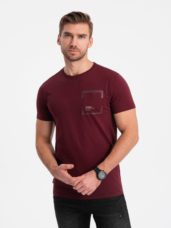 Ombre Clothing Vínová pánska košeľa Ombre Oblečenie